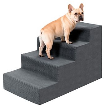 Dog Stairs for Small Dogs - Extra Wide 4-Step Dog Steps for High Bed with Removable Washable Cover