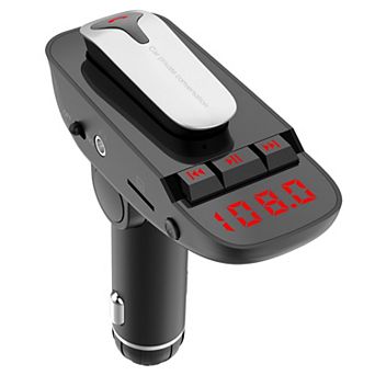 Car FM Transmitter with Earpiece Dual USB & Hands-Free MP3