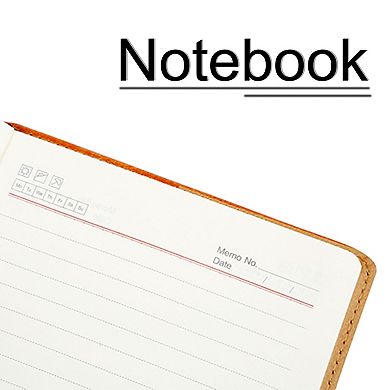 PU Leather Notebook Memo Pad with Calendar, World Map & Ribbon