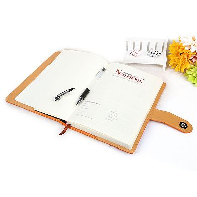 PU Leather Notebook Memo Pad with Calendar, World Map & Ribbon