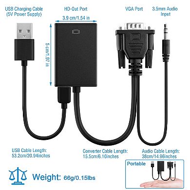 VGA to HD 1080P Converter Video & Audio Adapter