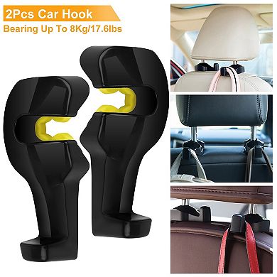 2-Pack Car Headrest Hooks Hanger for Bags & Grocery Organizer