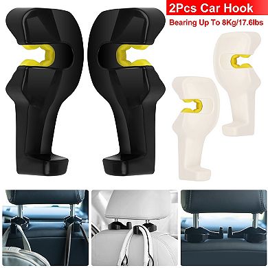 2-Pack Car Headrest Hooks Hanger for Bags & Grocery Organizer