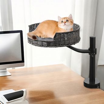 Adjustable Hammock Cat Desk Bed, 360° Rotating & Height Adjustable Desk Cat Nest
