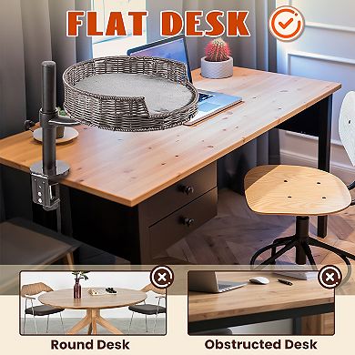 Adjustable Hammock Cat Desk Bed, 360° Rotating & Height Adjustable Desk Cat Nest
