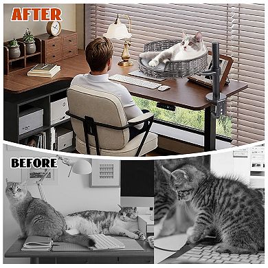 Adjustable Hammock Cat Desk Bed, 360° Rotating & Height Adjustable Desk Cat Nest