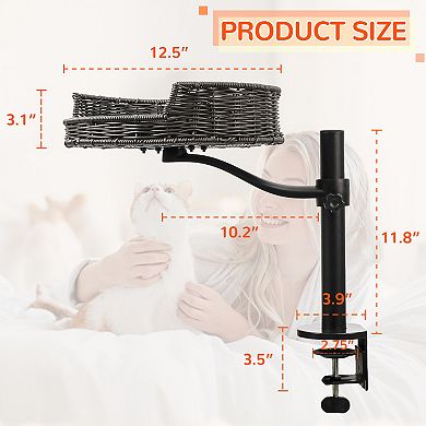 Adjustable Hammock Cat Desk Bed, 360° Rotating & Height Adjustable Desk Cat Nest
