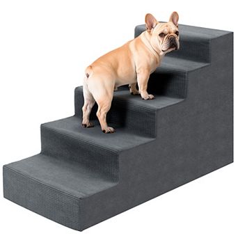 Dog Stairs for Small Dogs - Extra Wide 5-Step Dog Steps for High Bed with Removable Washable Cover