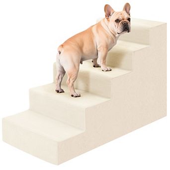 Dog Stairs for Small Dogs - Extra Wide 5-Step Dog Steps for High Bed with Removable Washable Cover
