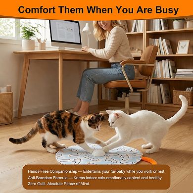 Smart Interactive Cat Toy Ball with Feather Tail and Cover, Automatic Rolling Moving