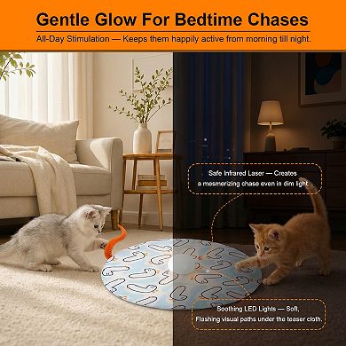Smart Interactive Cat Toy Ball with Feather Tail and Cover, Automatic Rolling Moving