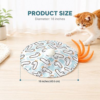 Smart Interactive Cat Toy Ball with Feather Tail and Cover, Automatic Rolling Moving