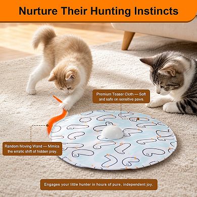 Smart Interactive Cat Toy Ball with Feather Tail and Cover, Automatic Rolling Moving