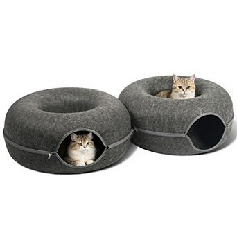 8-Shaped Large Cat Tunnel Bed Cat Cave for Multiple & Large Cats Up to 30-45 Lbs