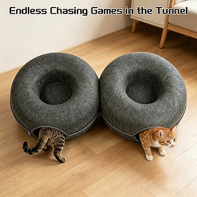 8-Shaped Large Cat Tunnel Bed Cat Cave for Multiple & Large Cats Up to 30-45 Lbs