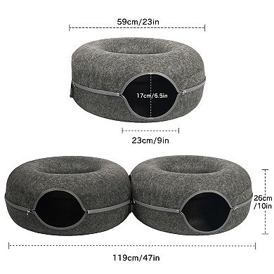 8-Shaped Large Cat Tunnel Bed Cat Cave for Multiple & Large Cats Up to 30-45 Lbs