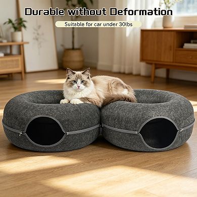 8-Shaped Large Cat Tunnel Bed Cat Cave for Multiple & Large Cats Up to 30-45 Lbs