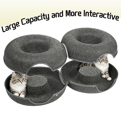 8-Shaped Large Cat Tunnel Bed Cat Cave for Multiple & Large Cats Up to 30-45 Lbs