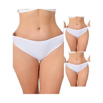3 Packs Women's Low Rise Ribbed Underwear Panties Breathable Soft Stretch Briefs
