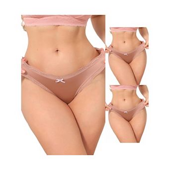 3 Packs Women's Low Rise Satin Panties Underwear Floral Lace Trim Briefs
