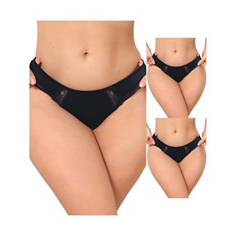 3 Packs Women's Lace Low Rise Bikini Underwear Breathable No Show Satin Briefs