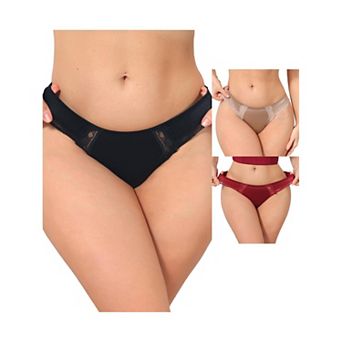 3 Packs Women's Lace Low Rise Bikini Underwear Breathable No Show Satin Briefs