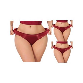 3 Packs Women's Lace Low Rise Bikini Underwear Breathable No Show Satin Briefs