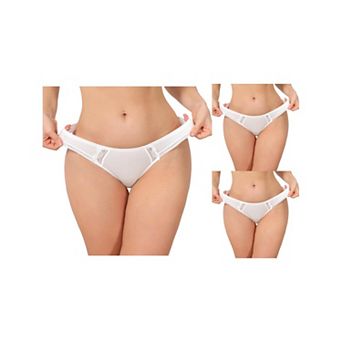 3 Packs Women's Lace Low Rise Bikini Underwear Breathable No Show Satin Briefs
