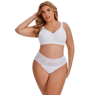 10 Packs Women's Lace High Cut Briefs Full Coverage High Waisted Lace Underpants