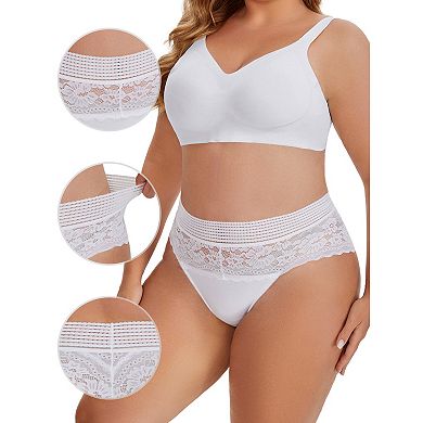 10 Packs Women's Lace High Cut Briefs Full Coverage High Waisted Lace Underpants