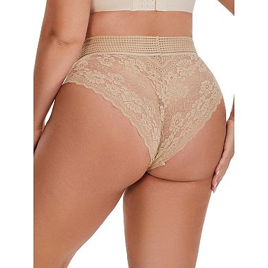 10 Packs Women's Lace High Cut Briefs Full Coverage High Waisted Lace Underpants