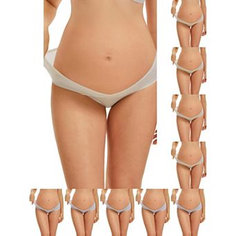 10 Packs Women's Maternity Underwear Ice Silk V-Shaped Belly Support Low Rise Seamless Briefs