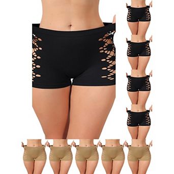 10 Packs Women's Mid Rise Boyshorts Hollow Stretchy Hip Lifter Slip Shorts Under Dresses Underwear