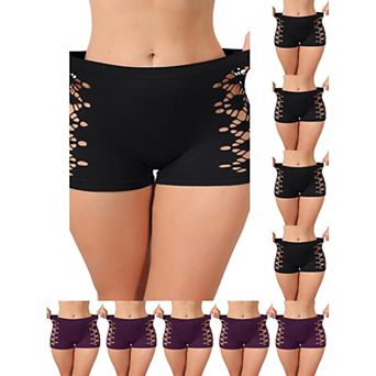 10 Packs Women's Mid Rise Boyshorts Hollow Stretchy Hip Lifter Slip Shorts Under Dresses Underwear