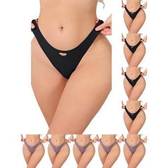 10 Packs Women's Seamless Underwear No Show Ice Silk Low Rise Bikini Cute Heart Cutout Briefs