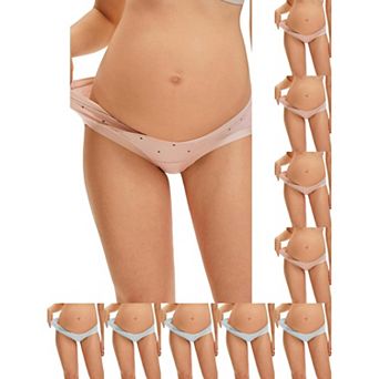 10 Packs Maternity Postpartum Underwear Low Rise Pregnancy Briefs with Belly Support V-Cut Waist