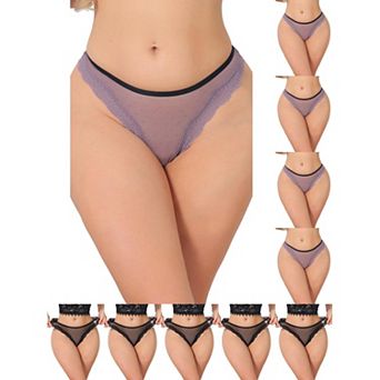 10 Packs Women's Lace Sheer Mesh Underwear Low Rise Bikini Polka Dot See Through Thongs