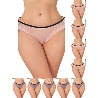 10 Packs Women's Lace Sheer Mesh Underwear Low Rise Bikini Polka Dot See Through Thongs