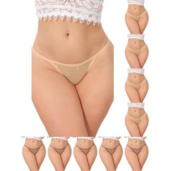 10 Packs Women's Lace Mesh Thongs No Show T-Back Breathable G-String Underwear