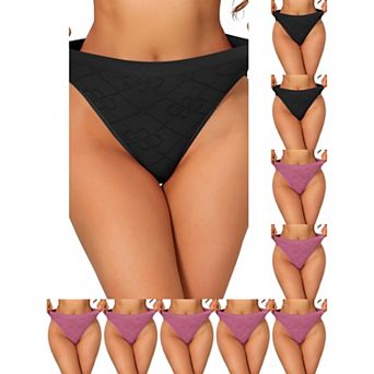 10 Packs Women's Mid Waisted Underwear Panties High-Cut Full Coverage Briefs with Plaid Pattern