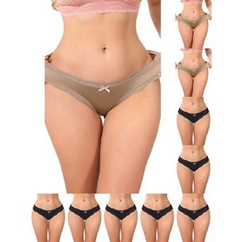 10 Packs Women's Low Rise Satin Panties Underwear Floral Lace Trim Briefs