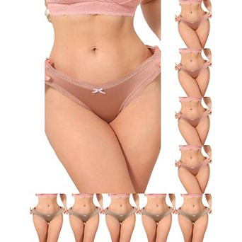 10 Packs Women's Low Rise Satin Panties Underwear Floral Lace Trim Briefs