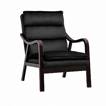 Lufeiya Mid Century Modern Upholstered Accent Chair with Wood Arms