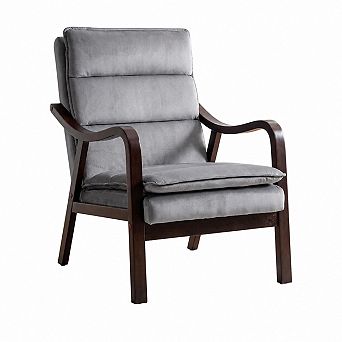 Lufeiya Mid Century Modern Upholstered Accent Chair with Wood Arms