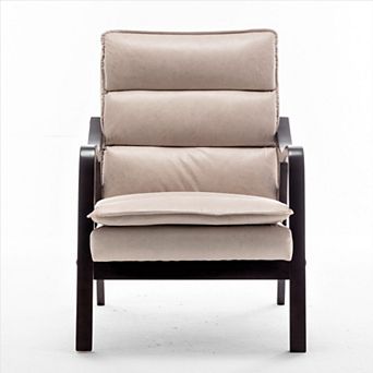 Lufeiya Mid Century Modern Upholstered Accent Chair with Wood Arms