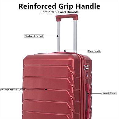 3 Pcs/Set ABS Spinner Wheel Luggage - Carry On Suitcase, Matching Color,Combination Lock