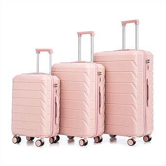 3 Pcs/Set ABS Spinner Wheel Luggage - Carry On Suitcase, Matching Color,Combination Lock