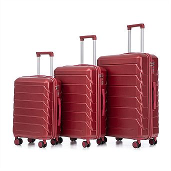 3 Pcs/Set ABS Spinner Wheel Luggage - Carry On Suitcase, Matching Color,Combination Lock