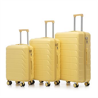 3 Pcs/Set ABS Spinner Wheel Luggage - Carry On Suitcase, Matching Color,Combination Lock