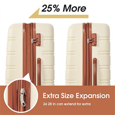 Hardshell Luggage Sets 2Pcs + Bag,ABS Spinner Suitcase with TSA Lock,20"/24" Expandable,360° Spinner